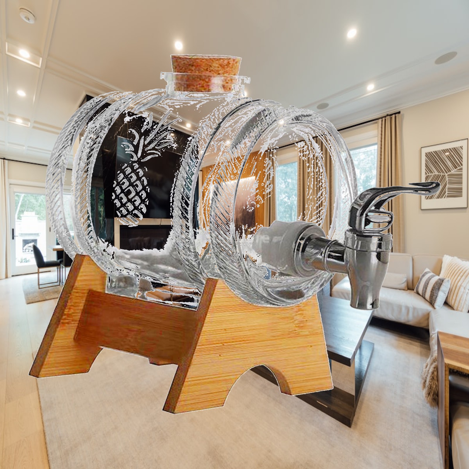 Wine Beer Spirit - Dispensador de Vidro Premium com Tampa