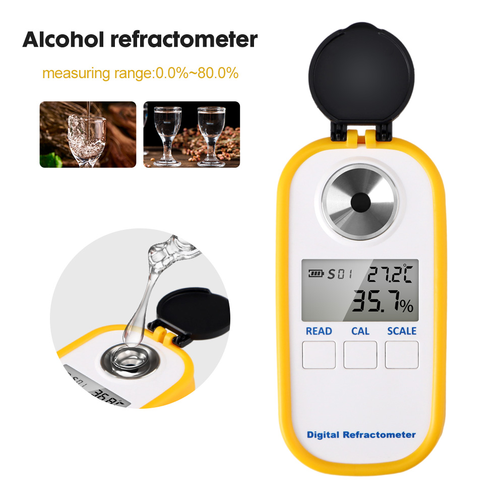 Wine Beer Spirit - Refratômetro digital de álcool, 0-80%, display