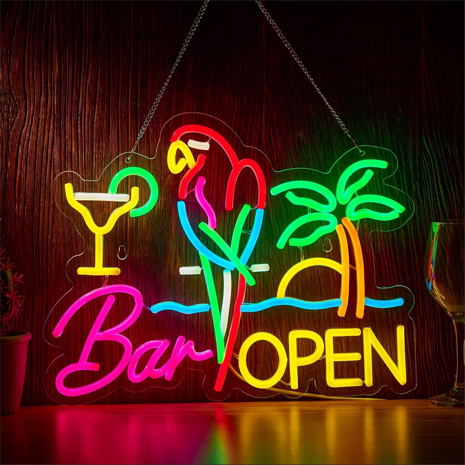 Beer & Wine Grab - Letreiro Neon Aberto para Bar, Luz