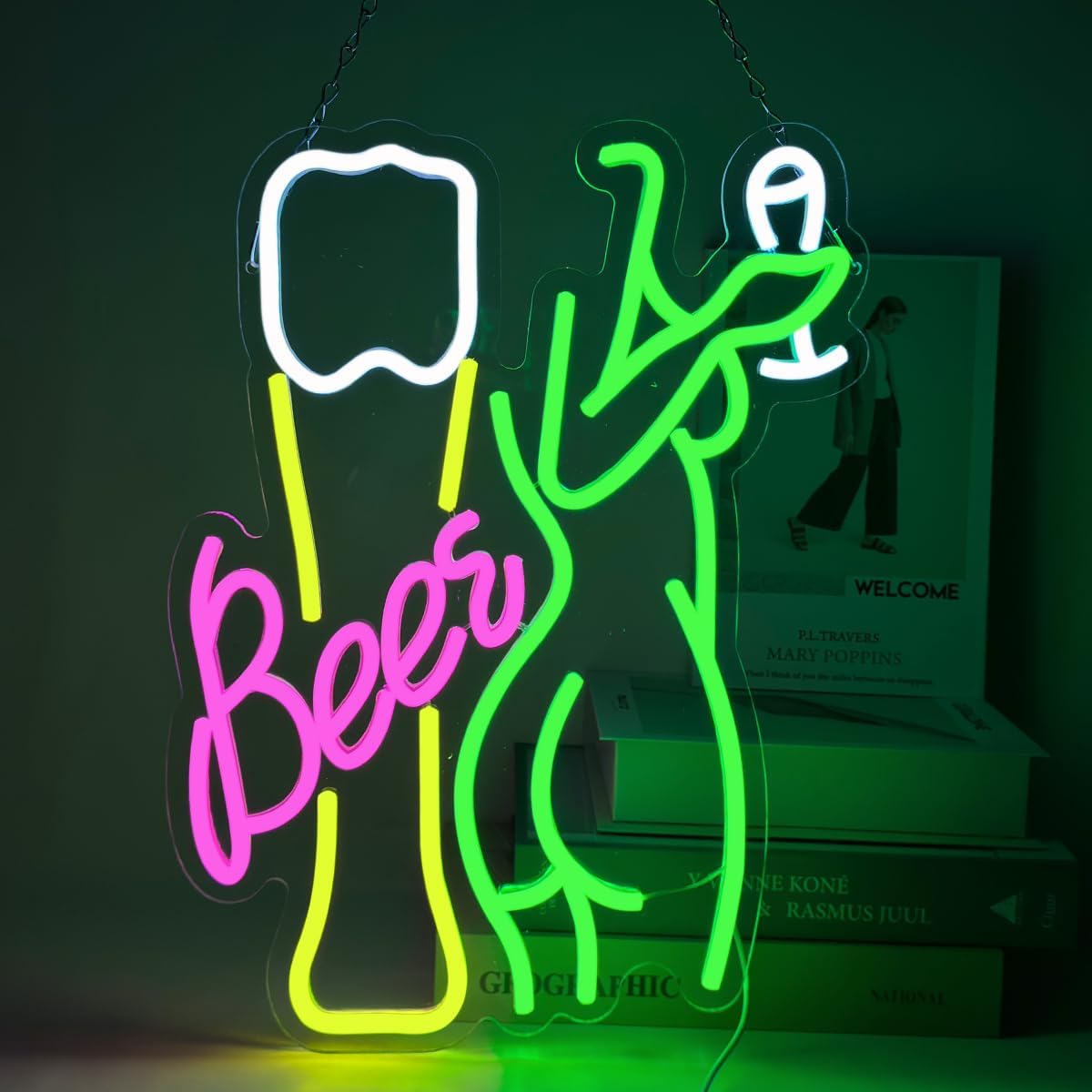 Wine In Beer Store - Letreiro Neon de Cerveja, Luz Neon